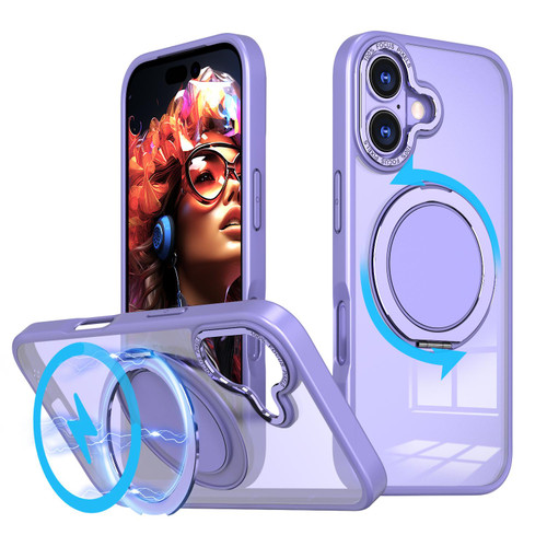 iPhone 17 Kalebol 360-degree Rotating MagSafe Magnetic Holder Phone Case - Light Purple iPhone 17 Kalebol 360-degree Rotating MagSafe Magnetic Holder Phone Case - Light Purple