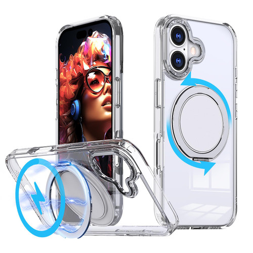 iPhone 17 Kalebol 360-degree Rotating MagSafe Magnetic Holder Phone Case - Transparent iPhone 17 Kalebol 360-degree Rotating MagSafe Magnetic Holder Phone Case - Transparent