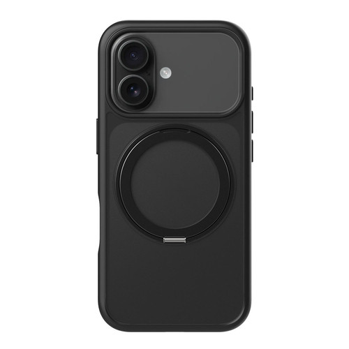 iPhone 17 Kalebol Frosted MagSafe Holder Acrylic Hybrid TPU Phone Case - Black