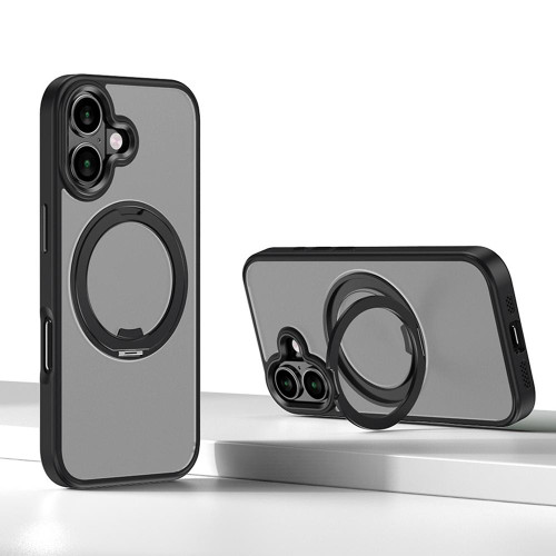 iPhone 17 Kalebol Rotating Magnetic Holder MagSafe Phone Case - Black
