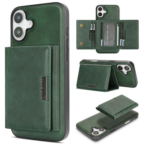iPhone 17 Kalebol Strong Magnetic MagSafe Tri-Fold Wallet Leather Phone Case - Green iPhone 17 Kalebol Strong Magnetic MagSafe Tri-Fold Wallet Leather Phone Case - Green
