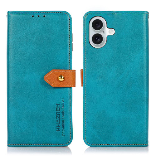 iPhone 17 KHAZNEH Dual-color Cowhide Texture Flip Leather Phone Case - Blue iPhone 17 KHAZNEH Dual-color Cowhide Texture Flip Leather Phone Case - Blue