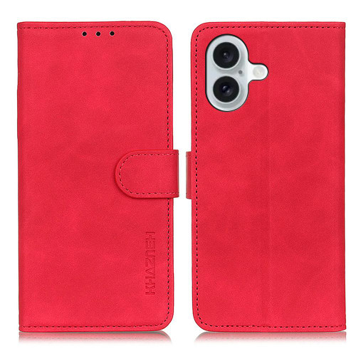 iPhone 17 KHAZNEH Retro Texture Leather Phone Case - Red