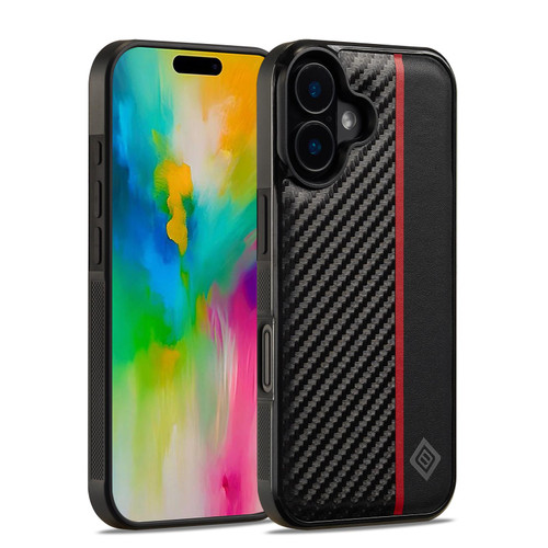 iPhone 17 LC.IMEEKE 3 in 1 Carbon Fiber Texture Shockproof Phone Case - Black