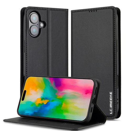 iPhone 17 LC.IMEEKE L1 Series Frosted Fine Texture PU Phone Case - Black
