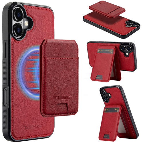 iPhone 17 LC.IMEEKE L3 Series Detachable RFID Card Bag Magsafe Phone Case - Red