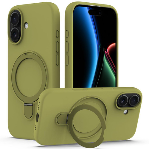 iPhone 17 Liquid Silicone MagSafe Magnetic Phone Case with Ring Holder - Willow Green iPhone 17 Liquid Silicone MagSafe Magnetic Phone Case with Ring Holder - Willow Green