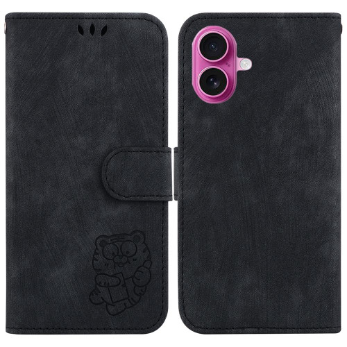 iPhone 17 Little Tiger Embossed Leather Phone Case - Black iPhone 17 Little Tiger Embossed Leather Phone Case - Black