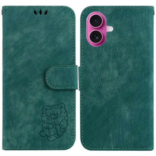 iPhone 17 Little Tiger Embossed Leather Phone Case - Green iPhone 17 Little Tiger Embossed Leather Phone Case - Green