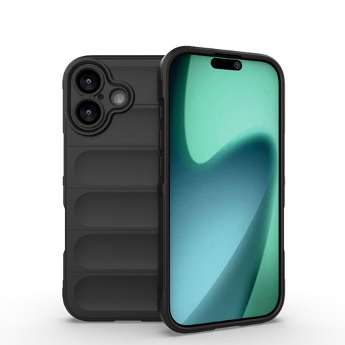 iPhone 17 Magic Shield TPU + Flannel Phone Case - Black iPhone 17 Magic Shield TPU + Flannel Phone Case - Black