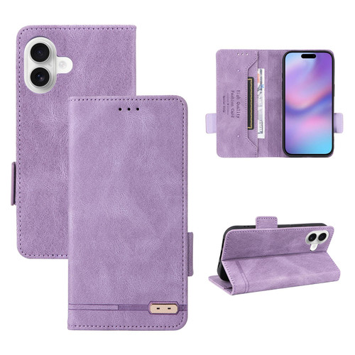 iPhone 17 Magnetic Clasp Leather Phone Case - Purple