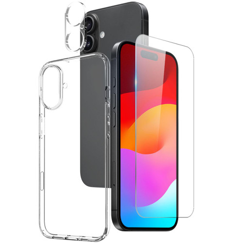 iPhone 17 NORTHJO 3 in 1 TPU Phone Case with Screen Film and Lens Film - Clear