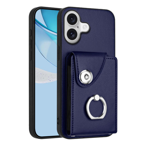 iPhone 17 Organ Card Bag Ring Holder Phone Case - Blue