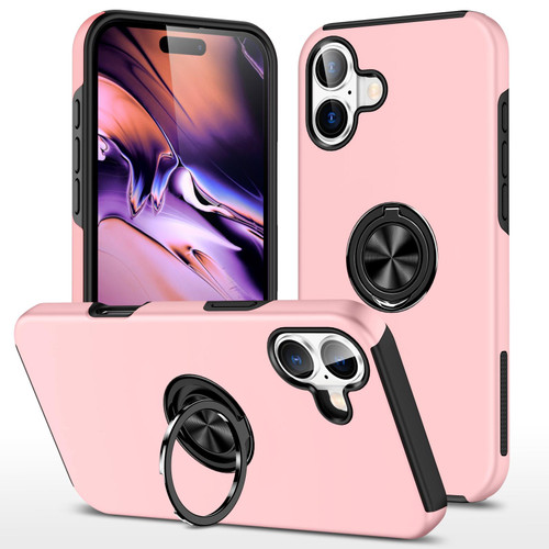 iPhone 17 PC + TPU Magnetic Phone Case with Invisible Ring Holder - Rose Gold