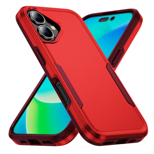 iPhone 17 Pioneer Armor Heavy Duty PC + TPU Phone Case - Red+Rose Red