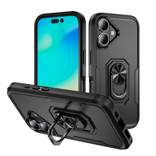 iPhone 17 Pioneer Armor Heavy Duty PC + TPU Phone Case with Holder - Black