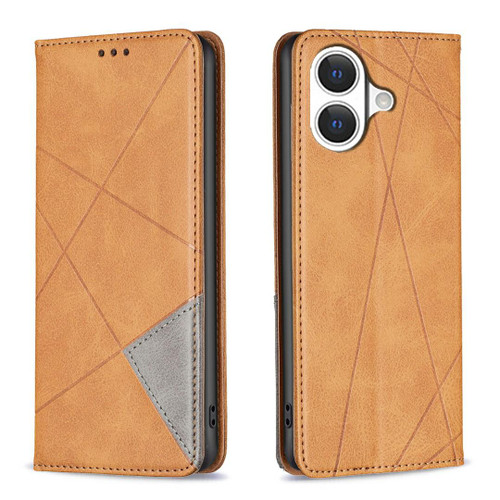 iPhone 17 Rhombus Texture Magnetic Leather Phone Case - Yellow