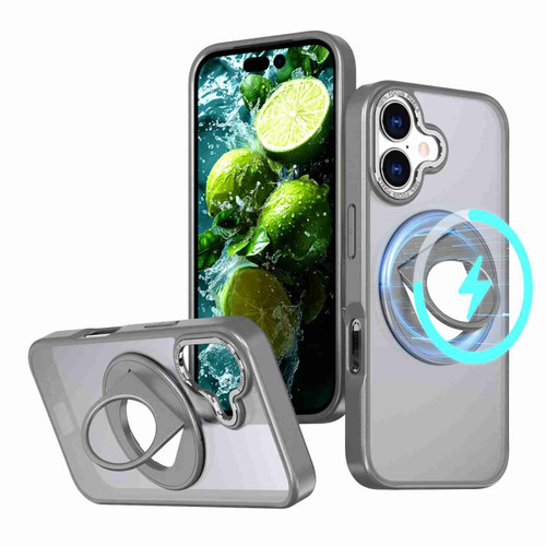 iPhone 17 Rotating Ring Magnetic Holder Phone Case - Titanium Grey