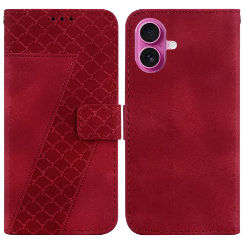 iPhone 17 Seven-shaped Embossed Leather Phone Case - Red