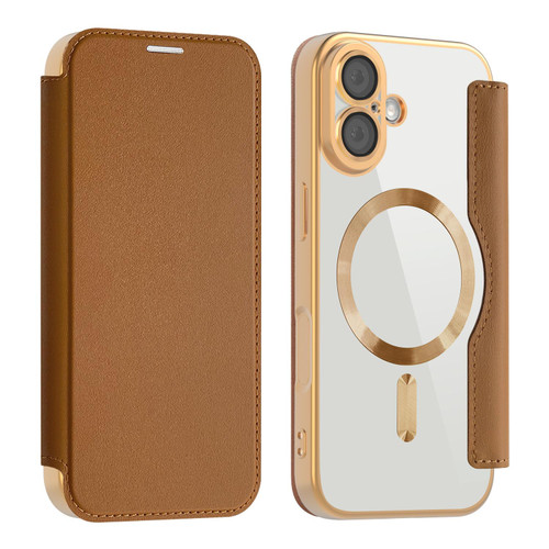 iPhone 17 Shield MagSafe RFID Anti-theft Leather Phone Case - Brown