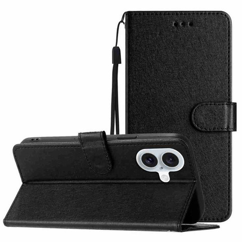 iPhone 17 Silk Texture Horizontal Flip Leather Phone Case - Black