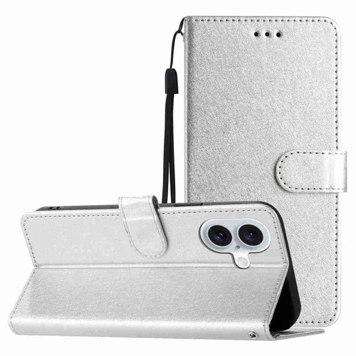iPhone 17 Silk Texture Horizontal Flip Leather Phone Case - Silver