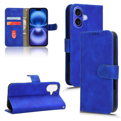 iPhone 17 Skin Feel Magnetic Flip Leather Phone Case - Blue