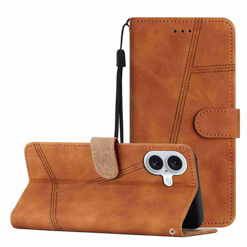 iPhone 17 Skin-feel Stitching Leather Phone Case - Brown