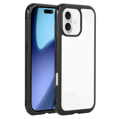 iPhone 17 Solid Color Edge Transparency Acrylic TPU Phone Case - Black