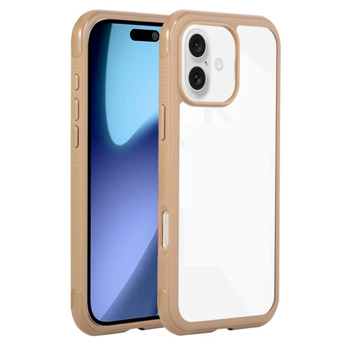 iPhone 17 Solid Color Edge Transparency Acrylic TPU Phone Case - Brown