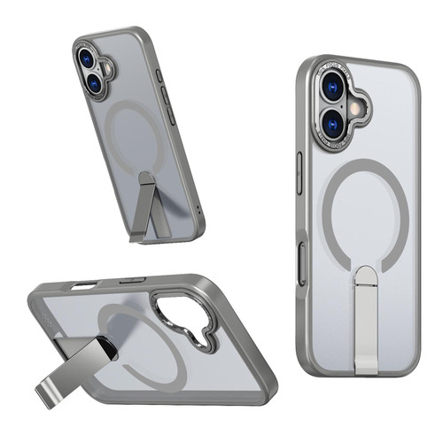 iPhone 17 Star Shine Series TPU + PC MagSafe Phone Case with Fold Holder - Grey