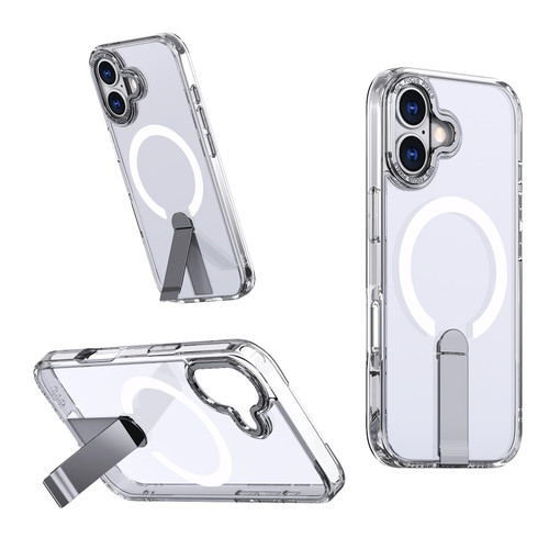 iPhone 17 Star Shine Series TPU + PC MagSafe Phone Case with Fold Holder - Transparent