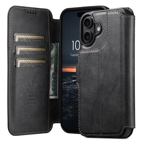 iPhone 17 Suteni Q05 2-in-1 Multi-function Detachable Wallet MagSafe Phone Case - Black