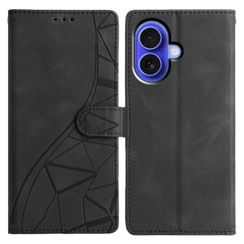 iPhone 17 Triangles Embossed Leather Phone Case - Black