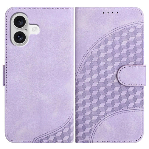 iPhone 17 YX0060 Elephant Head Embossed Phone Leather Case with Lanyard - Light Purple