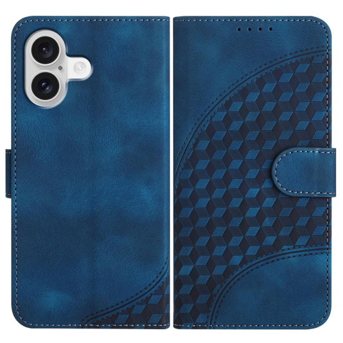 iPhone 17 YX0060 Elephant Head Embossed Phone Leather Case with Lanyard - Royal Blue