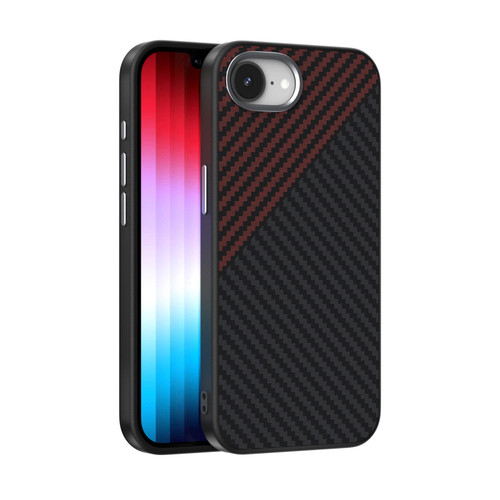 iPhone 16e / 17e ABEEL C Carbon Fiber Series 6D Micro Relief MagSafe Phone Case - Black Red
