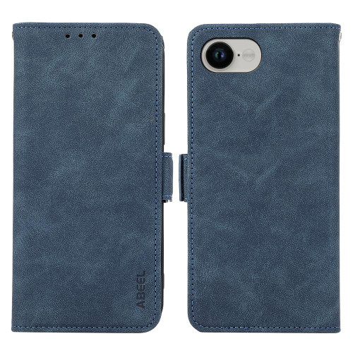 iPhone 16e / 17e ABEEL Frosted Magnetic RFID Leather Phone Case - Blue