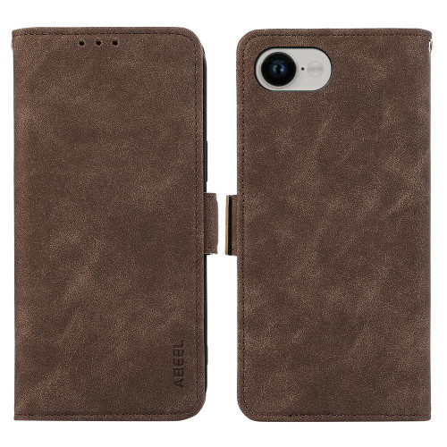 iPhone 16e / 17e ABEEL Frosted Magnetic RFID Leather Phone Case - Brown