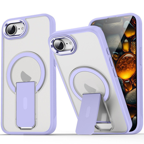 iPhone 16e / 17e Acrylic Hybrid TPU MagSafe Holder Phone Case - Lavender Purple