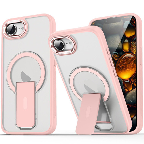 iPhone 16e / 17e Acrylic Hybrid TPU MagSafe Holder Phone Case - Pink