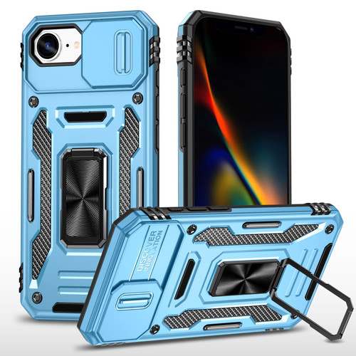 iPhone 16e / 17e Armor PC + TPU Camera Shield Phone Case - Light Blue