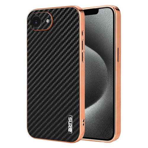 iPhone 16e / 17e AZNS Electroplated Edge Carbon Fiber Texture Phone Case - Black