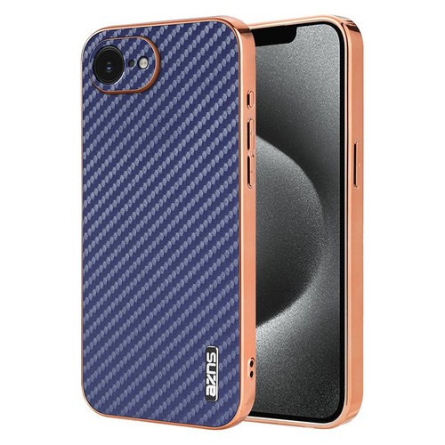 iPhone 16e / 17e AZNS Electroplated Edge Carbon Fiber Texture Phone Case - Blue