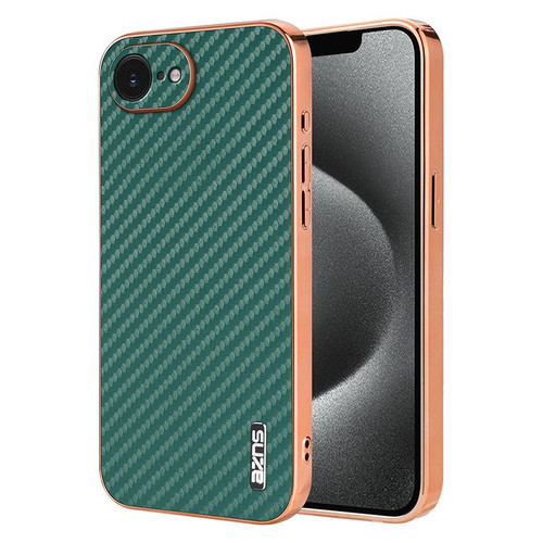 iPhone 16e / 17e AZNS Electroplated Edge Carbon Fiber Texture Phone Case - Green