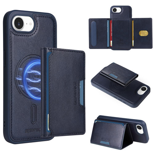 iPhone 16e / 17e BETOPNICE Horizontal Flip Detachable MagSafe Wallet Phone Case - Blue