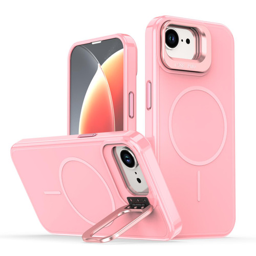 iPhone 16e / 17e Bright Color Imitation Camera Bracket Magsafe Phone Case - Pink