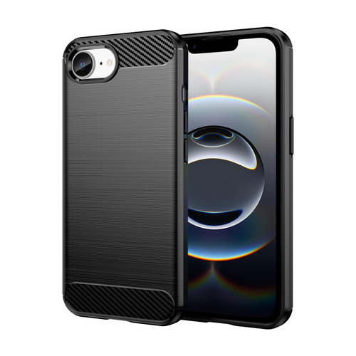 iPhone 16e / 17e Brushed Texture Carbon Fiber TPU Phone Case - Black