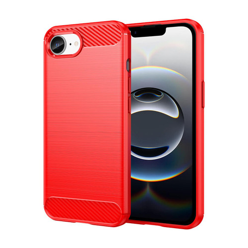 iPhone 16e / 17e Brushed Texture Carbon Fiber TPU Phone Case - Red