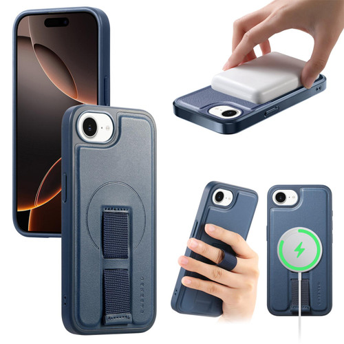 iPhone 16e / 17e CaseNeo Finger Grip Wristband MagSafe Back Phone Case - Blue